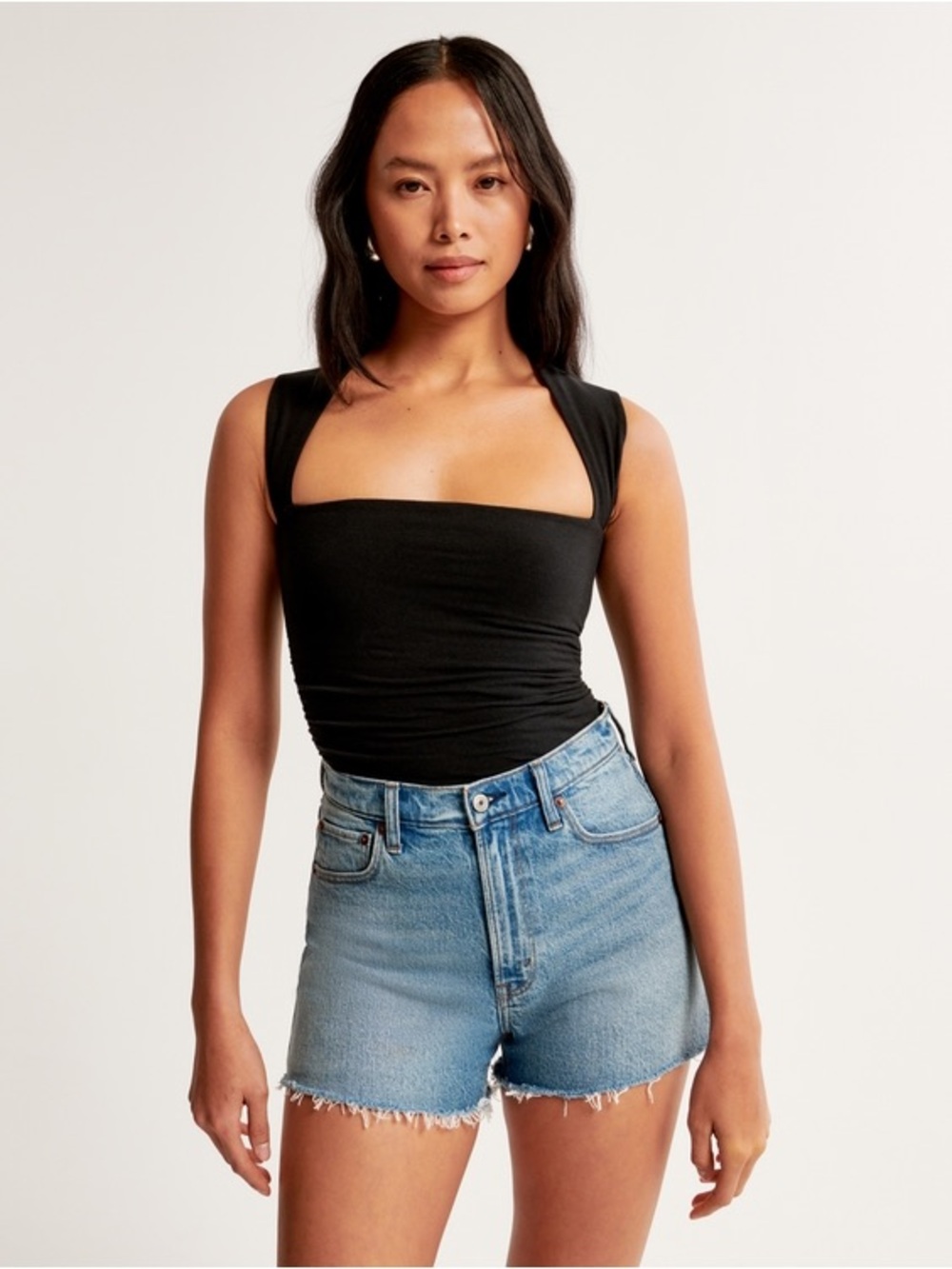 Abercrombie & Fitch black square neck sleeveless top size Small